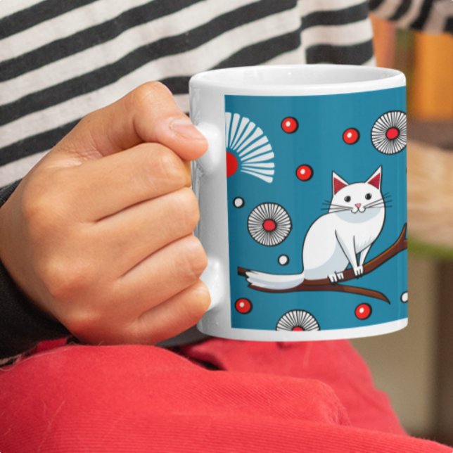 Oriental Japansk vit katt Kaffemugg (Skapare uppladdad)