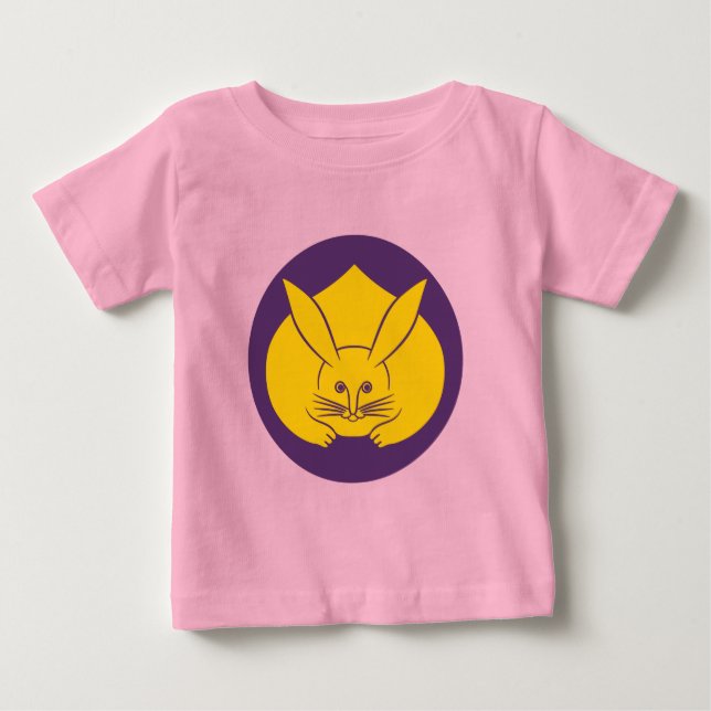 Oriental Lila Gult Japan Rabbit Mon Art T Shirt (Framsida)