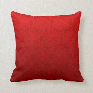Oriental Long Life Symbol jacquard| röd Kudde