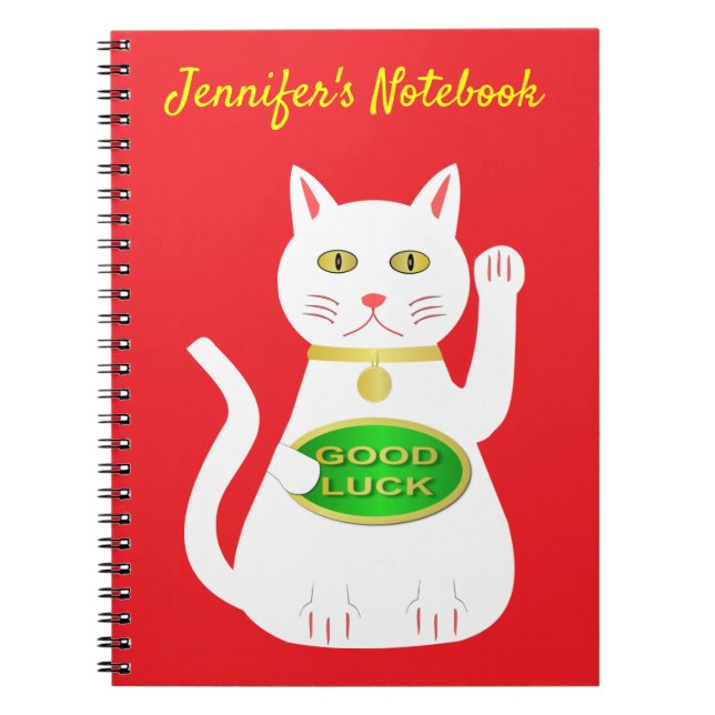 Oriental Lucky Cat Anpassningsbar Anteckningsbok (Framsidan)