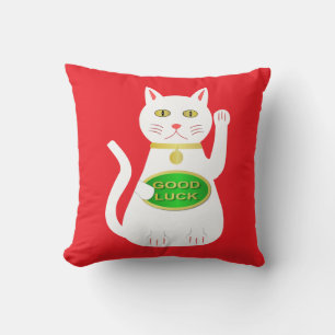 Oriental Lucky Cat Dubbelsidigt Mönster Kudde
