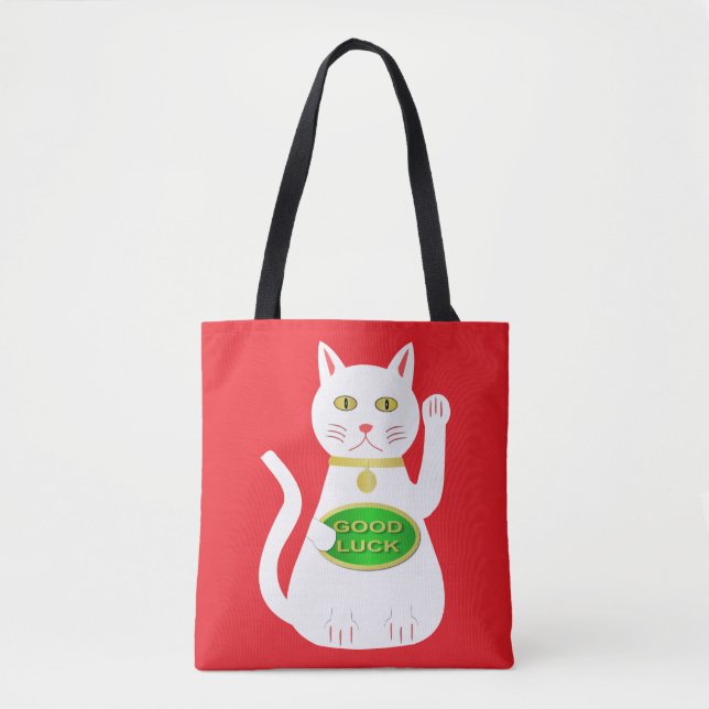 Oriental Lucky Cat Dubbla Side Print Tygkasse (Framsida)