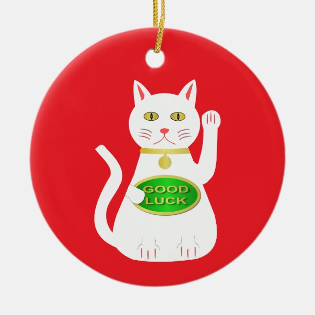 Oriental Lucky Cat Julgransprydnad Keramik (Framsidan)