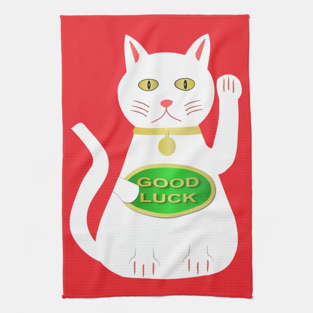 Oriental Lucky Cat Kökshandduk (Vertikal)