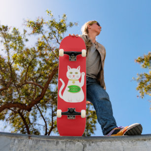 Oriental Lucky Cat Mini Skateboard Bräda 18,5 Cm