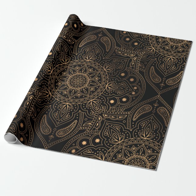 Oriental mandala royal, sömlöst mönster presentpapper (Utrullad)