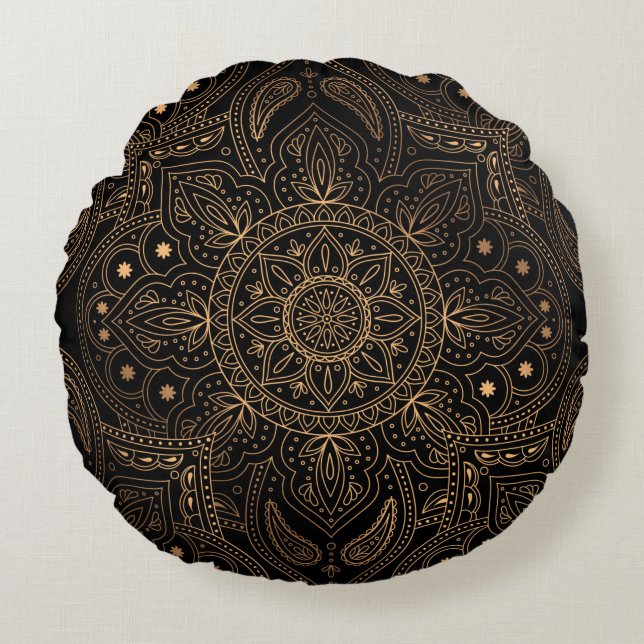 Oriental mandala royal, sömlöst mönster rund kudde (Framsidan)