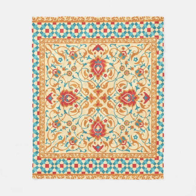 Oriental matta, blommigt mönster,. fleecefilt (Framsidan)