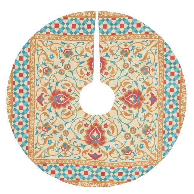 Oriental matta, blommigt mönster,. julgransmatta borstad polyester (Framsidan)
