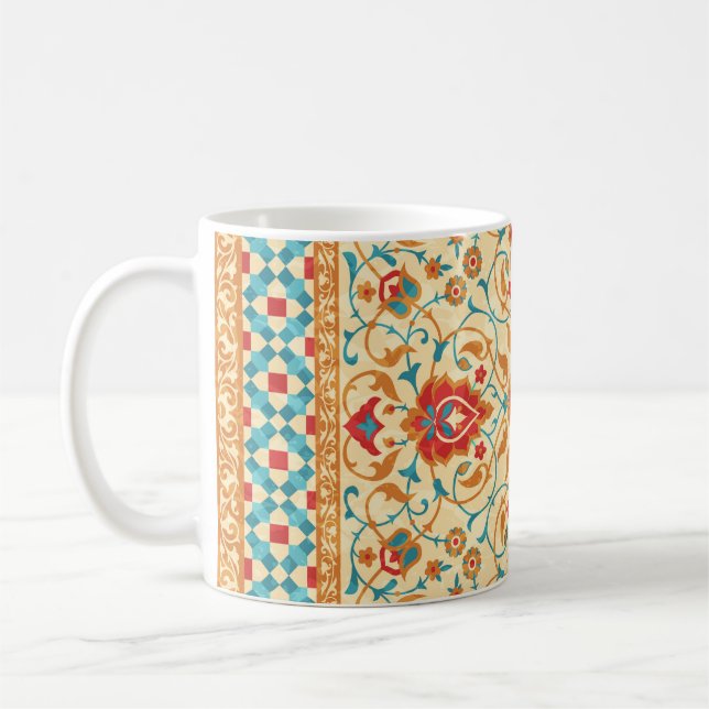 Oriental matta, blommigt mönster,. kaffemugg (Vänster)