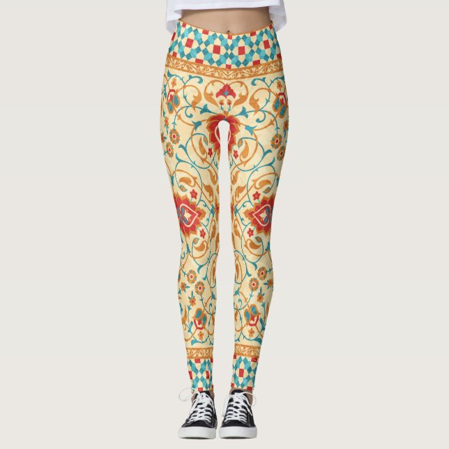 Oriental matta, blommigt mönster,. leggings (Framsida)