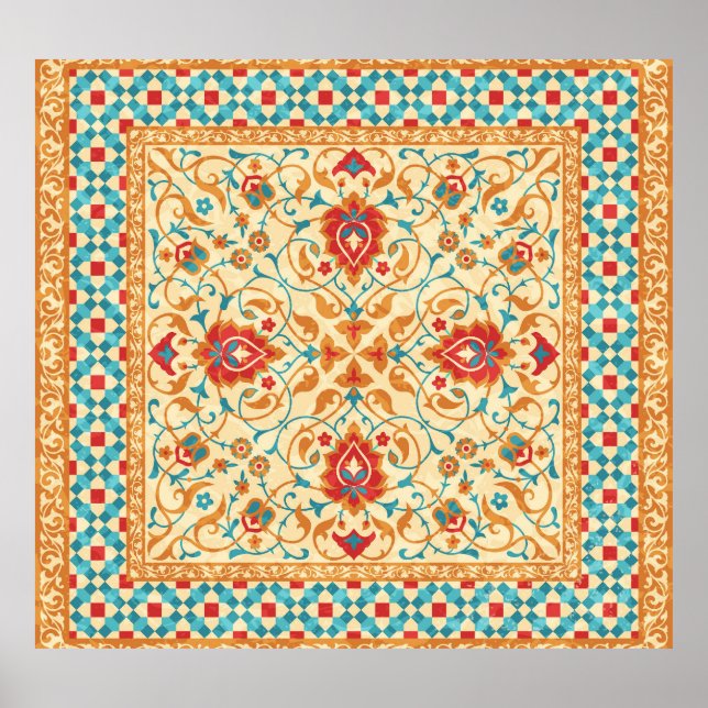 Oriental matta, blommigt mönster,. poster (Framsidan)