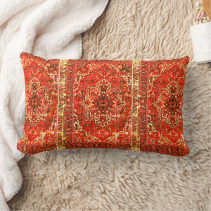 Oriental matta design i grunge orangar lumbarkudde