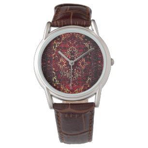 Oriental matta design i mörk red armbandsur