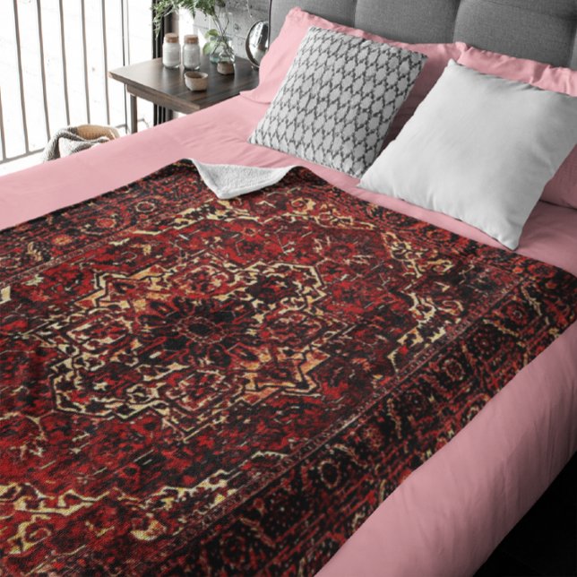 Oriental matta design i mörk red fleecefilt (Skapare uppladdad)