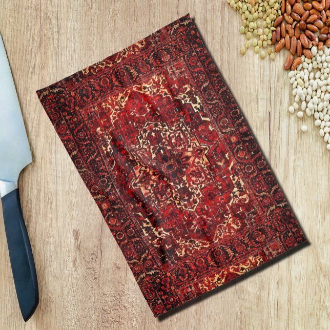 Oriental matta design i mörk red kökshandduk (Skapare uppladdad)