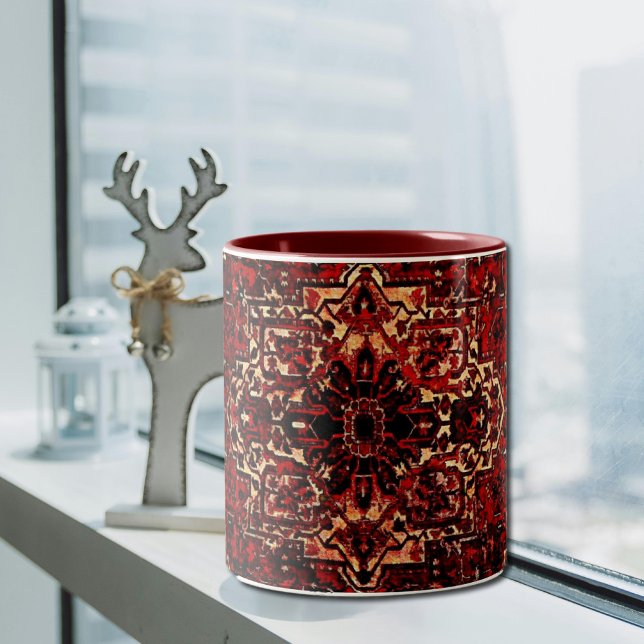 Oriental matta design i mörk red Två-Tonad mugg (Skapare uppladdad)