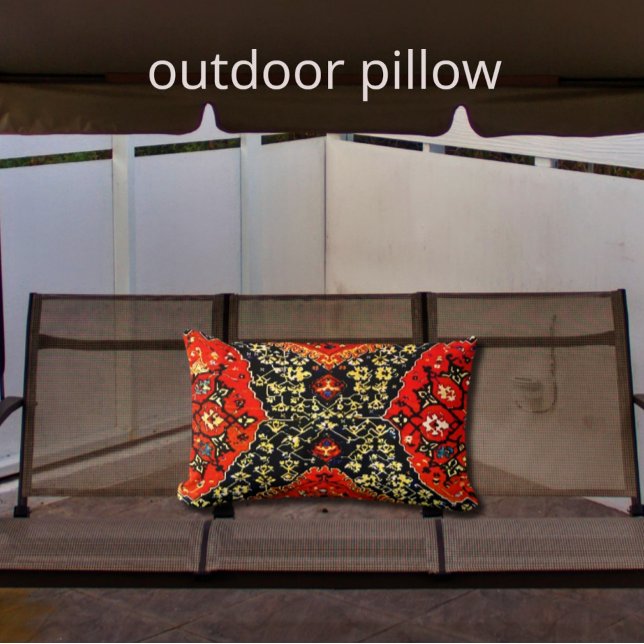 Oriental matta i blå&orange lumbarkudde (Skapare uppladdad)