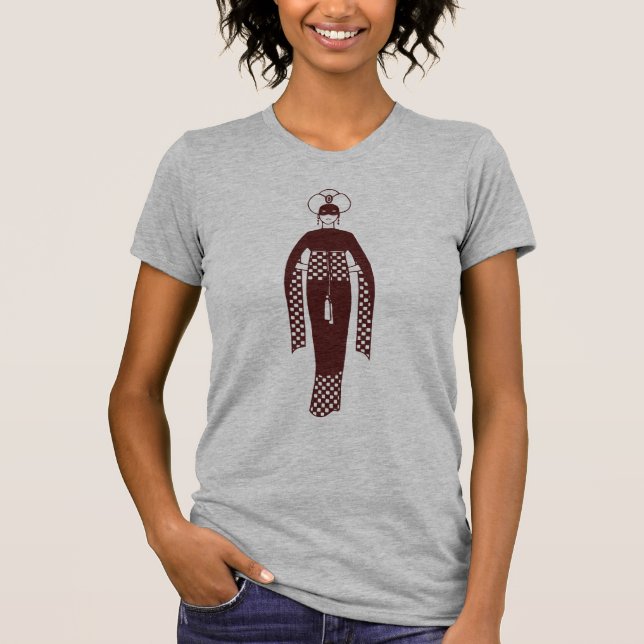 Oriental Mörk Red Woman Turban Turkiet Art nouveau T Shirt (Framsida)