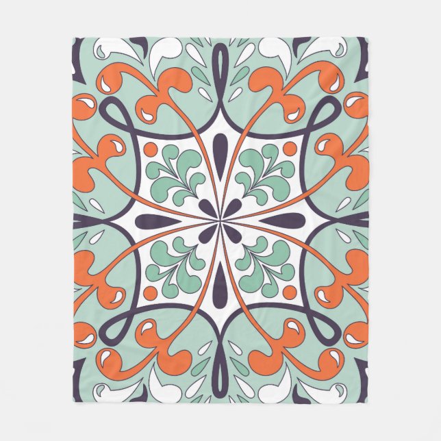 Oriental Moroccan Tile Blommigt Design Fleecefilt (Framsidan)