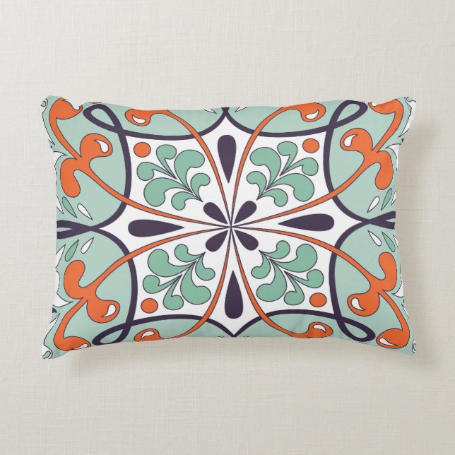Oriental Moroccan Tile Blommigt Design Prydnadskudde (Framsidan)