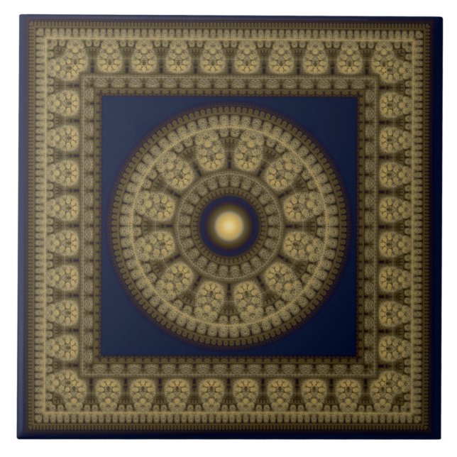 Oriental mosaic framed mandala kakelplatta (Framsidan)