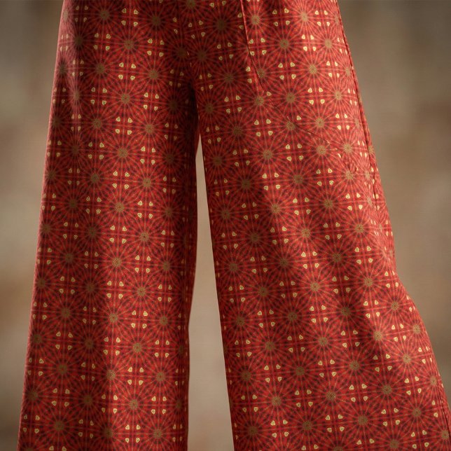 Oriental Mosaic Red Geometric Mönster Tyg (Skapare uppladdad)