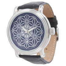 Oriental Navy Blue White Asanoha Japan Mönster