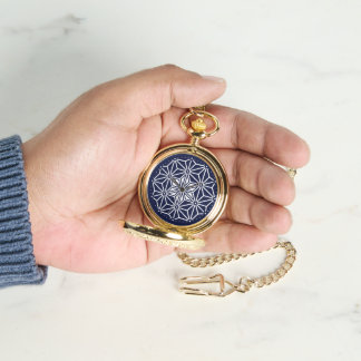 Oriental Navy Blue White Asanoha Japan Mönster Armbandsur