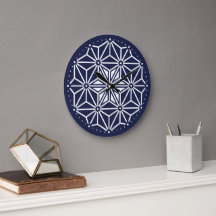 Oriental Navy Blue White Asanoha Japan Mönster