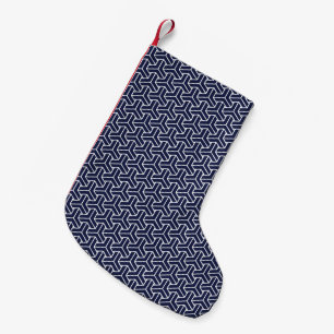 Oriental Navy Blue White Japan Bishamon Mönster Liten Julstrumpa
