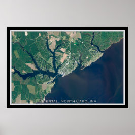 Oriental North Carolina Satellite Poster Karta