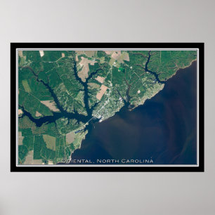 Oriental North Carolina Satellite Poster Karta