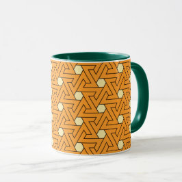 Oriental Orange Beige Hexagon Egyptian Mönster Mugg