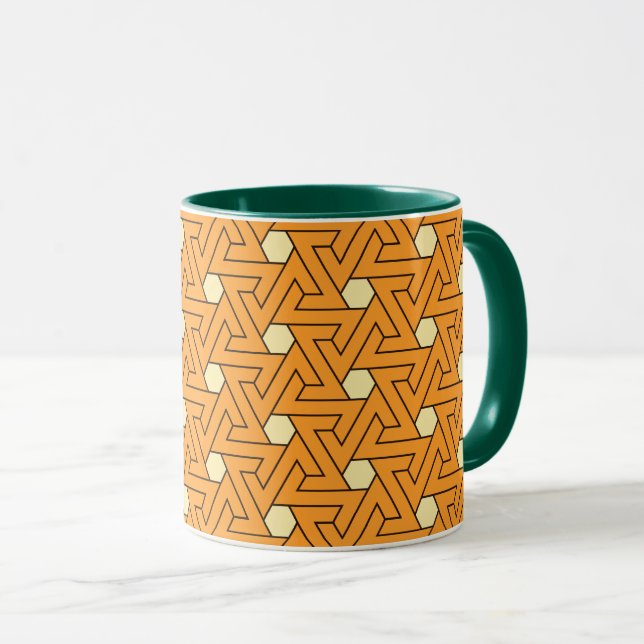Oriental Orange Beige Hexagon Egyptian Mönster Mugg (Framsida höger)