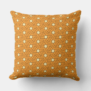 Oriental Orange Beige Triangle Spiral Egyptian Kudde