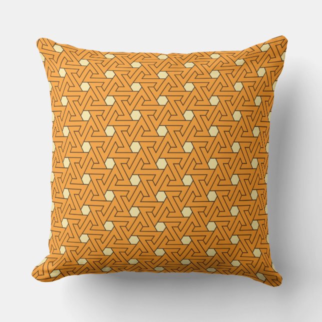 Oriental Orange Beige Triangle Spiral Egyptian Kudde (Framsida)