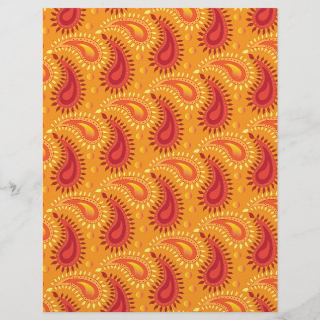 Oriental Orange Persian Paisley Mönster (Framsida)