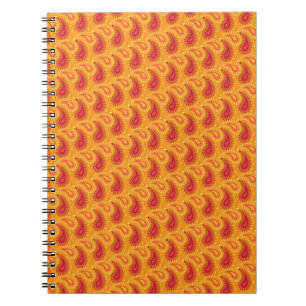 Oriental Orange Persian Paisley Mönster Anteckningsbok Med Spiral