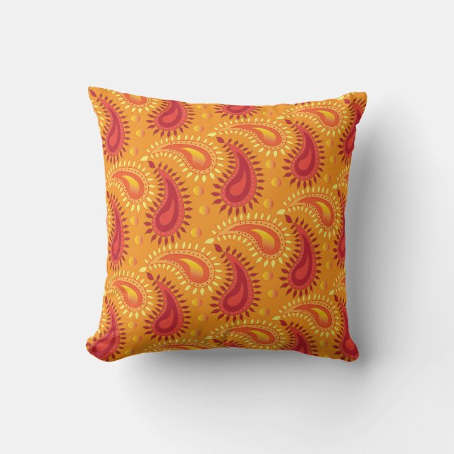 Oriental Orange Persian Paisley Mönster Kudde (Framsida)