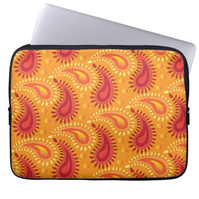 Oriental Orange Persian Paisley Mönster Laptop Sleeve (Framsidan)