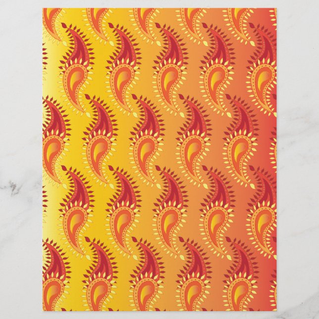 Oriental Orange Twin flame Persian Paisley Mönster (Framsida)