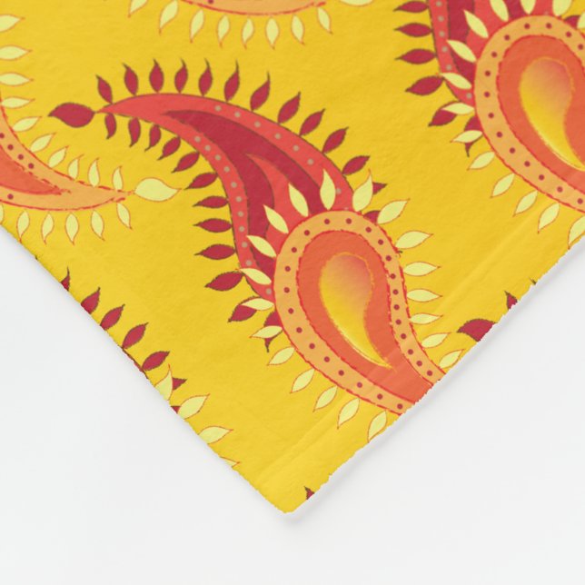 Oriental Orange Twin flame Persian Paisley Mönster Fleecefilt (Hörn)