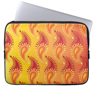 Oriental Orange Twin flame Persian Paisley Mönster Laptop Fodral