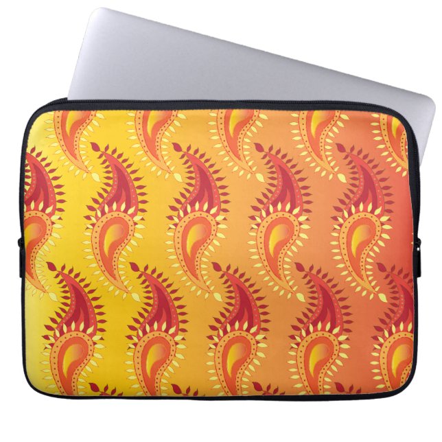 Oriental Orange Twin flame Persian Paisley Mönster Laptop Fodral (Framsidan)