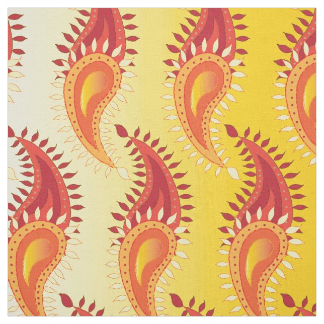 Oriental Orange Twin flame Persian Paisley Mönster Tyg (Provkarta)