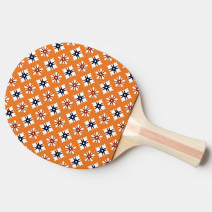 Oriental Orange White Red Katazome Flowers Mönster Pingisracket