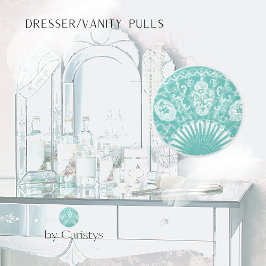 Oriental Ornate Teal & White Knopp