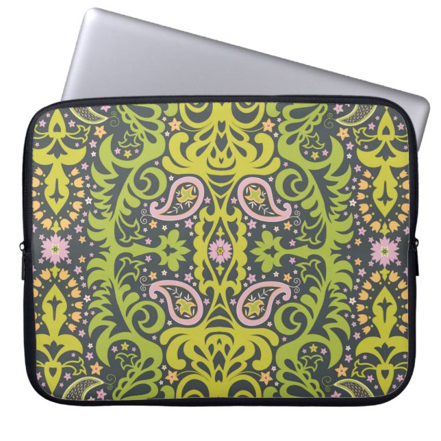 Oriental paisley ornament. dekorativ sömlös fot laptop fodral (Framsidan)