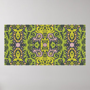 Oriental paisley ornament; dekorativt, sömlöst plo poster